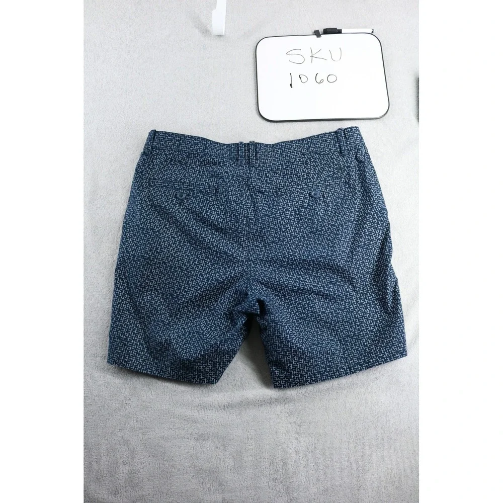 Original Penguin Shorts Mens 34 Blue Geometric Chino OP4785 RT2596 Cotton